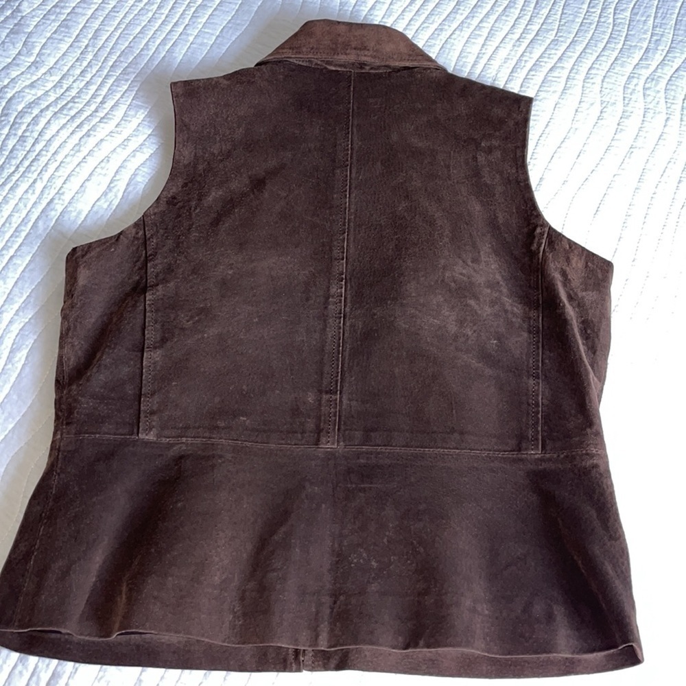 A.M.I Brown Leather Lined Vest Festival Cowgirl Biker Rocker Western SZ S - Picture 3 of 7